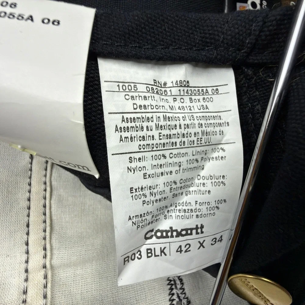Carhartt Arctic Quilt Lined Bibs Overalls Mens 42x34 R03 BLK Black NWT‎ NOS